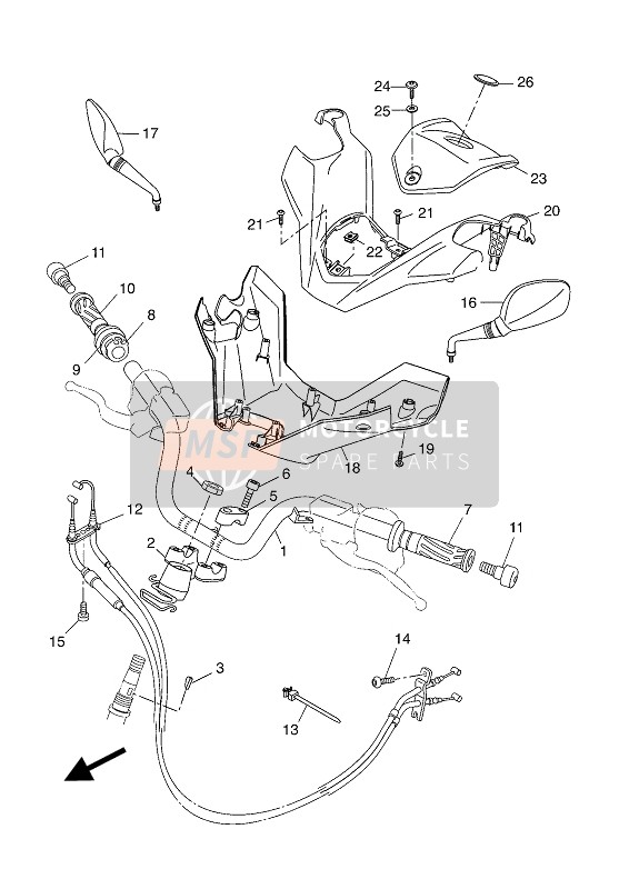 Yamaha YP400R 2016 Manija de dirección & Cable para un 2016 Yamaha YP400R